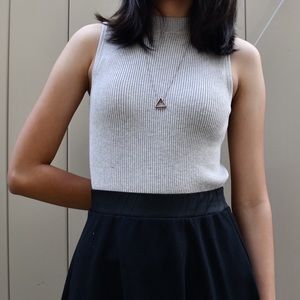 Beige Mock Neck Tank